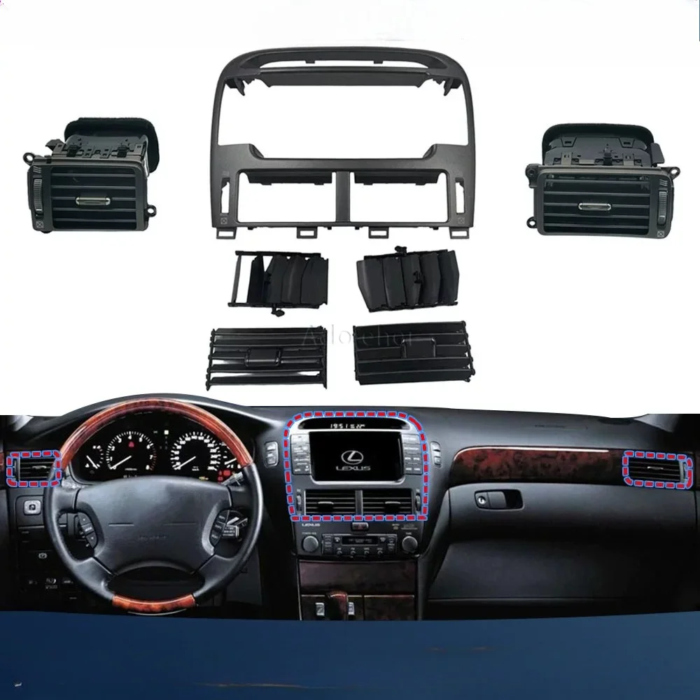 Car Dash Center Air Conditioner Vent Grille Kit 55412-50080 for Lexus LS430 2001-2006 Middle AC Air Outlet Panel Accessories
