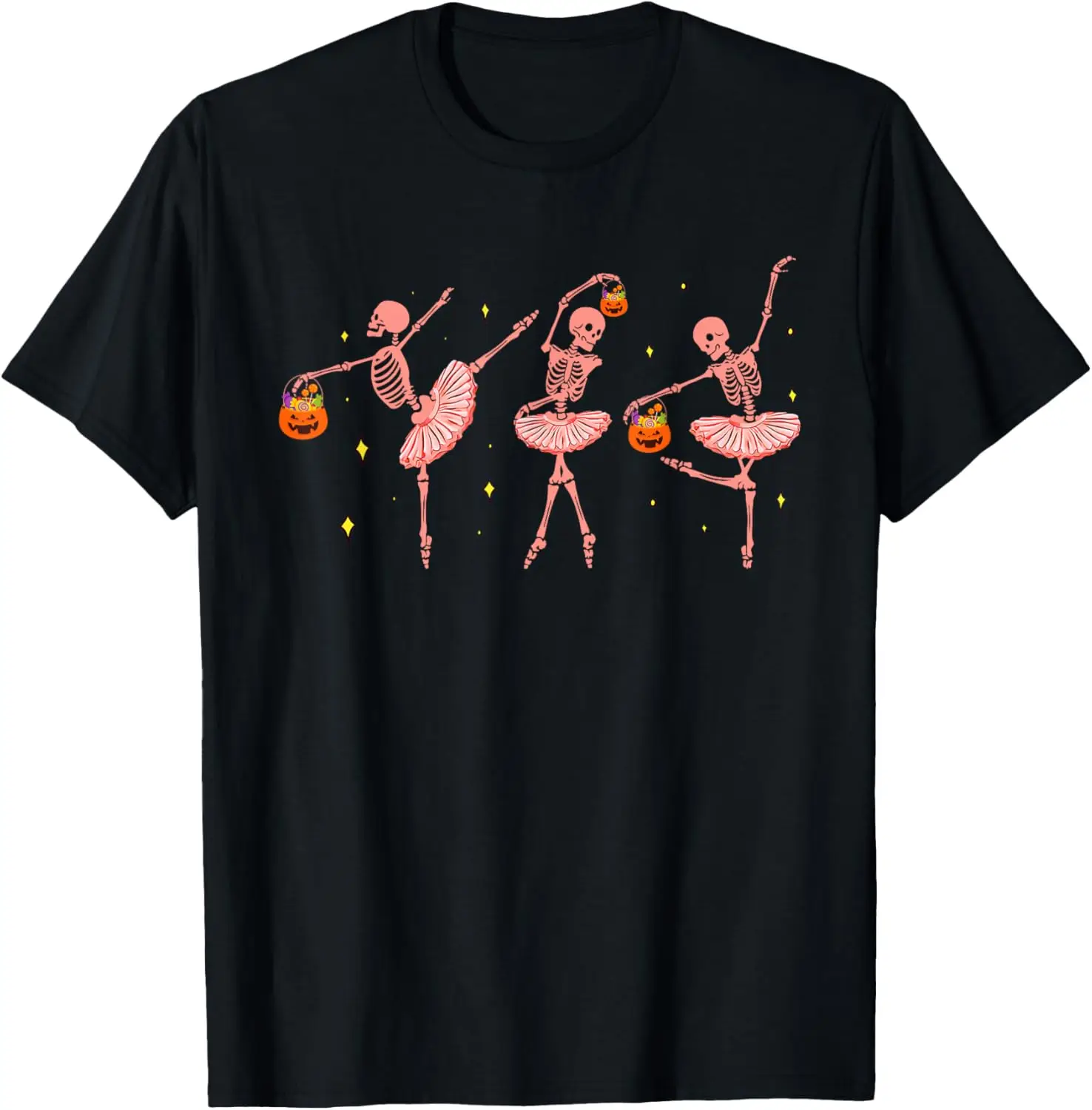 Dancing Skeleton Ballerina Halloween Jack O Lantern Dancer T-Shirt