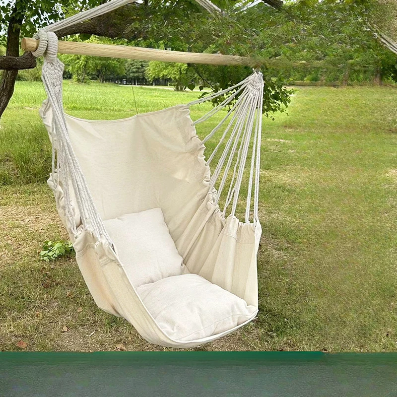 1pc Leisure Fabric Hammock Chair Outdoor Swing Chair Hammock Dormitory Hammock Chair Anti Rollover Hammock With Storage Bag