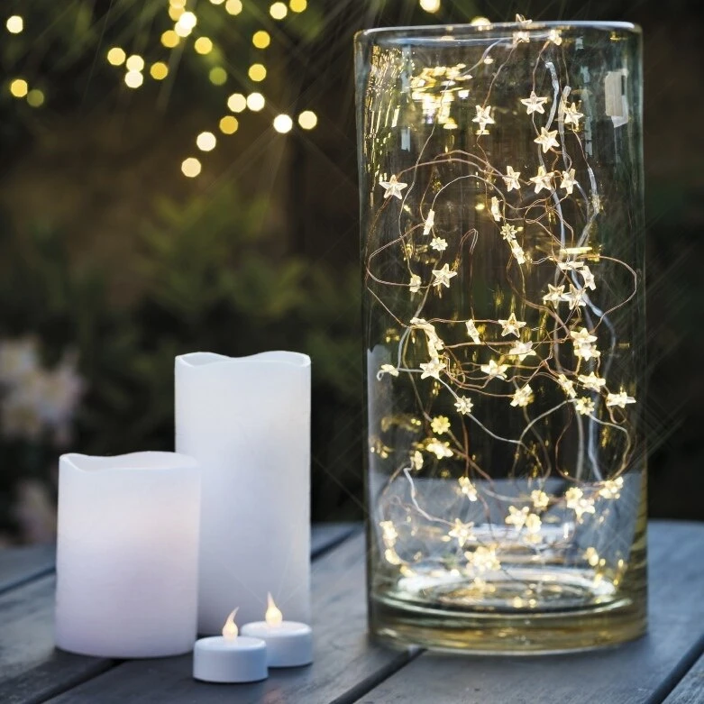 5 เมตร STARS ไฟ Fairy สําหรับห้องนอน String แบตเตอรี่อะแดปเตอร์ไฟคริสต์มาส Garland งานแต่งงานตกแต่งวันหยุด
