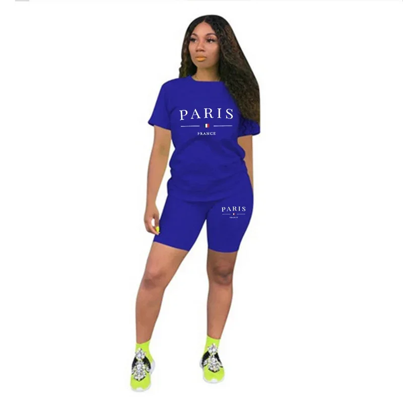 Neuer Sommer-Damen-Trainingsanzug, täglich, lässig, kurz, 2-teiliges Set, täglicher City-Druck, T-Shirts, Shorts, Outfits, Joggen, Damen-Kurzanzug