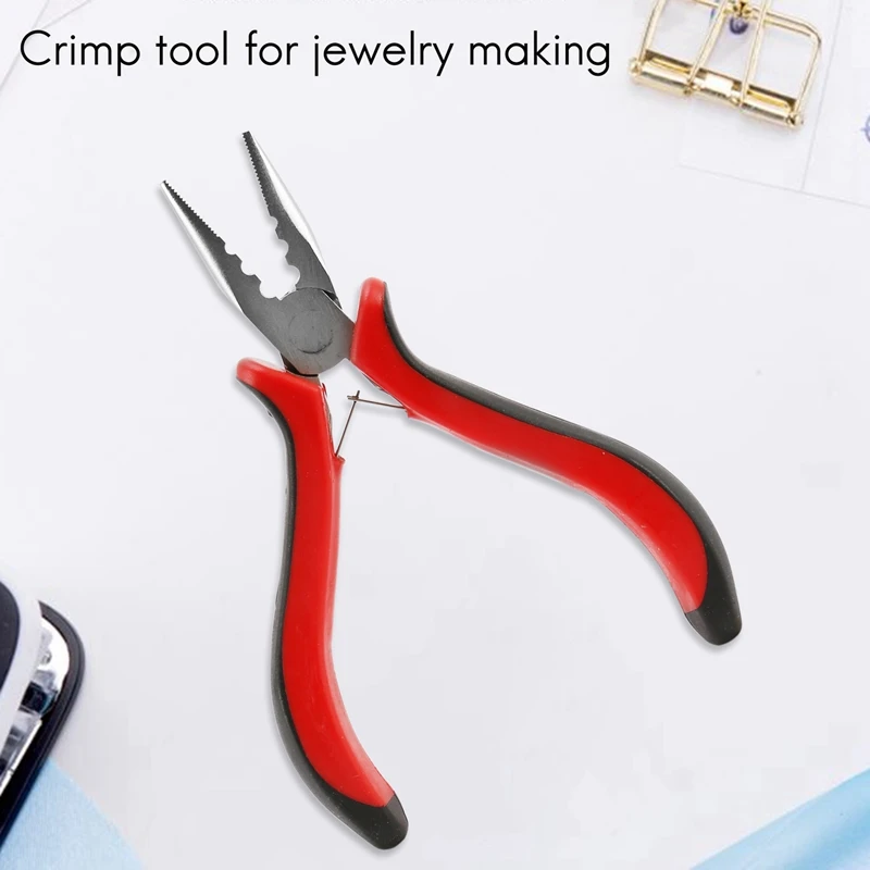 1 Pack 45 Steel Jewelry Bead Crimper Tools Crimping Press Plier For Jewelry Making Red