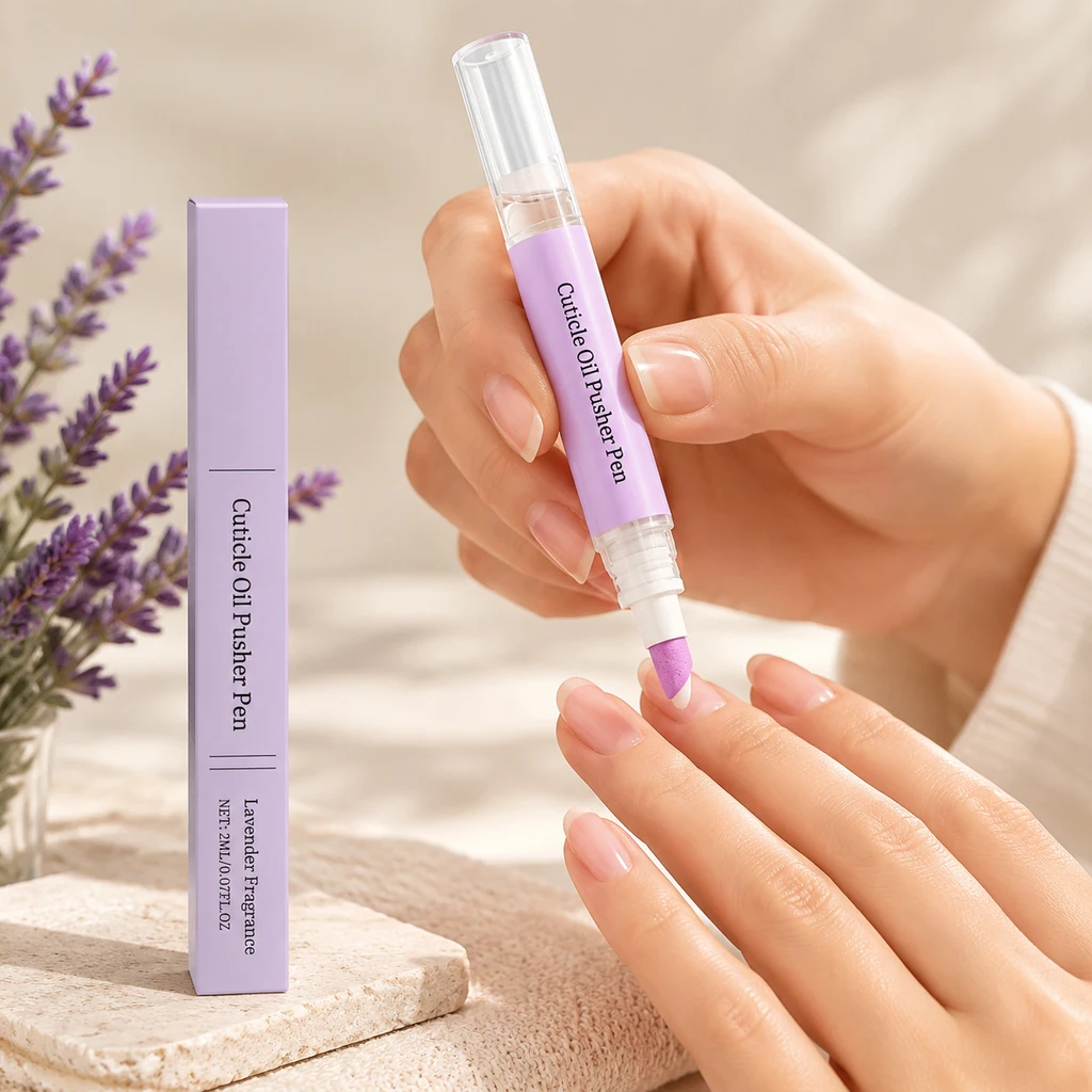 Cuticle Oil Pusher Pen Lavender Dead Skin Remover for Cracked Nails Damaged Nail Gentle Nourishing Nutrition Oil Pen Daily Care