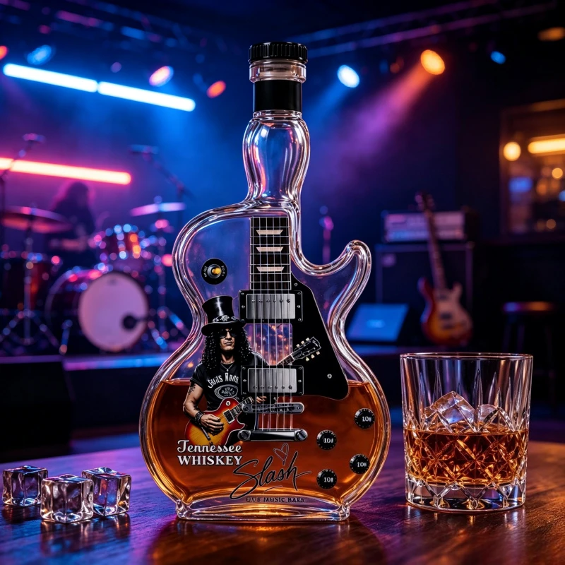 Guns N’ Roses Slash Whiskey Decanter Guitar Shape Glass Spirits Bottle Rock Band Home Bar Decoration Gift