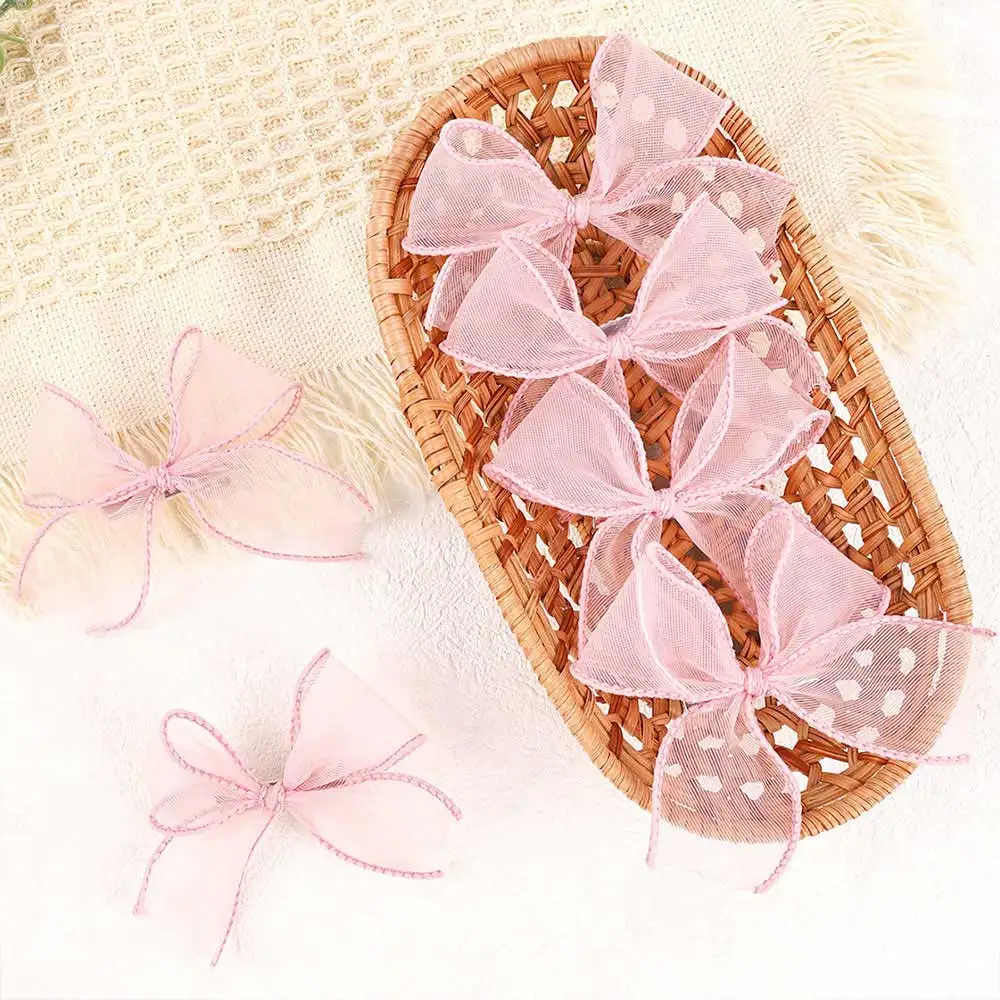 6Pcs Pink Lace Hair Bows Clip For Girls Sweet Korean Bowknot Hairgrips Kids Hair Accessories Children Hairpins Barrettes