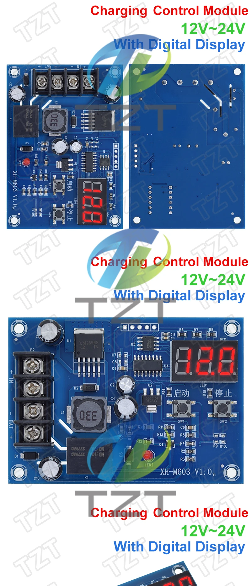 TZT XH-M603 Ladesteuermodul 12-24V Speicher Lithium Batterie Ladegerät Steuerschalter Schutzplatine mit LED-Anzeige NEU – Detail 3