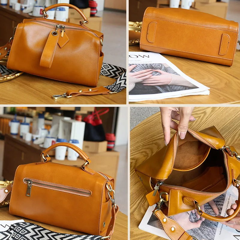 حقيبة كتف جلدية كلاسيكية للنساء - محفظة كروس على الطراز الأوروبي، تصميم جديد حقيبة يد متعددة الاستخدامات بمقبض أنيق