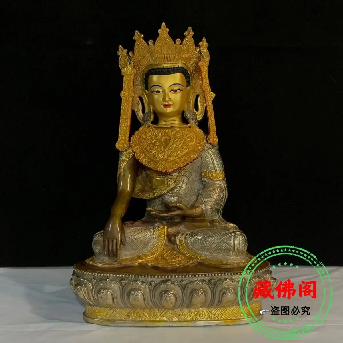 One foot two enlightenment Buddha pure copper exquisite gilded gold gilded silver Tibetan Buddha statue Guanyin new decoration b