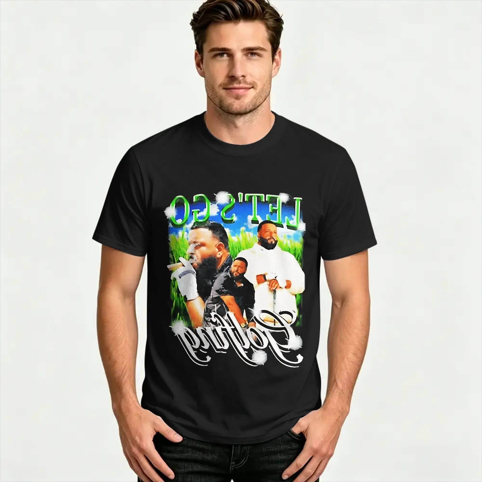 DJ Khaled Let's Go Golfing  T-Shirt  Trendy Cool T Shirts Short-Sleeve Funny Tops Beach Pure Cotton Oversized Top Tees