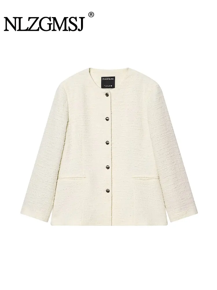 

NLZGMSJ женское пальто 2026, весеннее пальто с длинным рукавом, воротником-стойкой и пуговицами, свободная куртка, укороченный топ, женская повседневная верхняя одежда