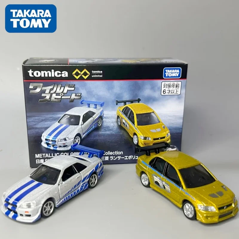 Takara Tomy Tomica Fast And Furious, Modelo de Auto de Aleación Fundida a Presión, Nissan GTR R34, Mitsubishi Lancer Evo VII, Adorno Coleccionable