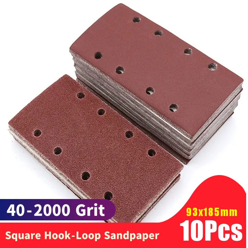 

10pcs Square Sandpaper Grit Flocking Sand Paper Special Shaped Disc Abrasive Stone Glass Grinder For Wood Polish Tools 93x185mm