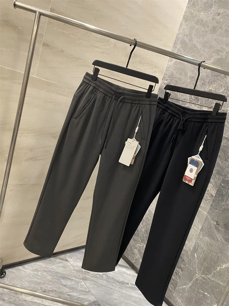 Men's Thickened Casual Pants Straight Leg Wool Silk Mix Autumn Winter ODM Company Goods Comfortable Fit Straight Cut Trousers