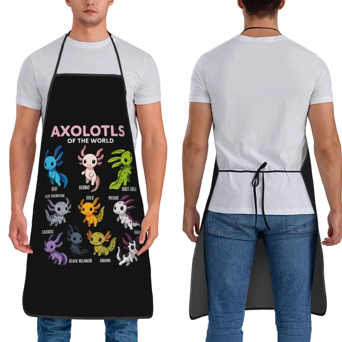 

Фартуки Аксолотлей мира, фартуки для шеф-повара, кулинарии, кухни, нагрудник без рукавов, кухонный сарафан для уборки для женщин и мужчин, живопись