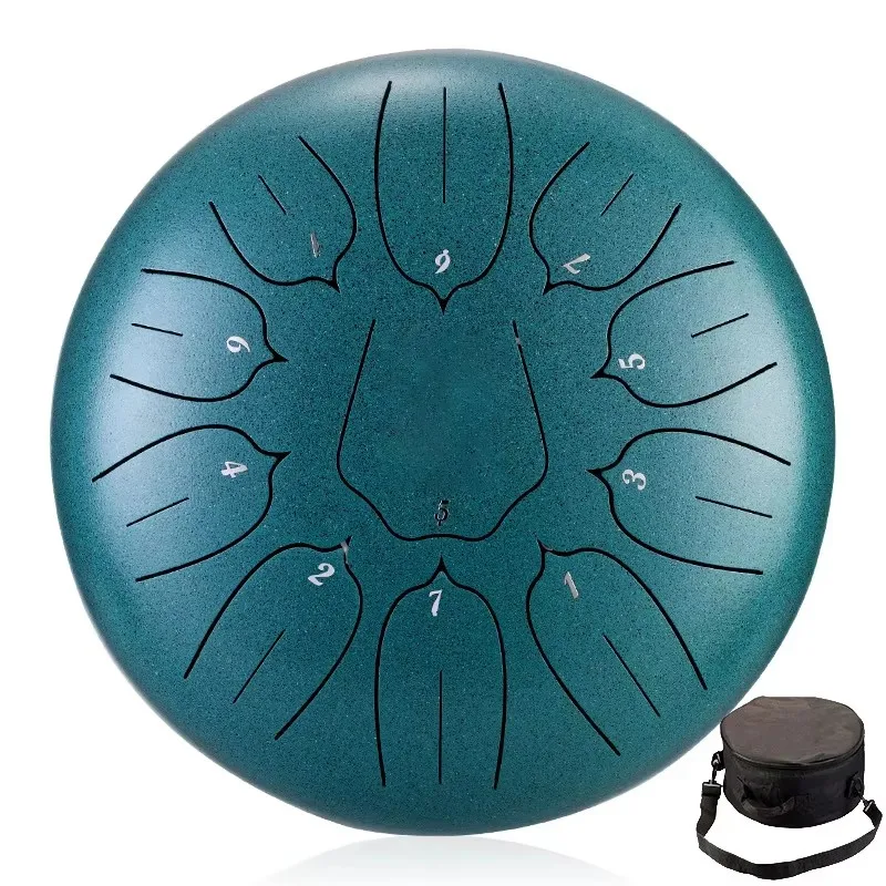 Hluru 10 Inch 11 Notes Glucophone Steel Tongue Drum D Tones Music Drum Ethereal Drum Percussion Instrument 11 Notes Steel Drum