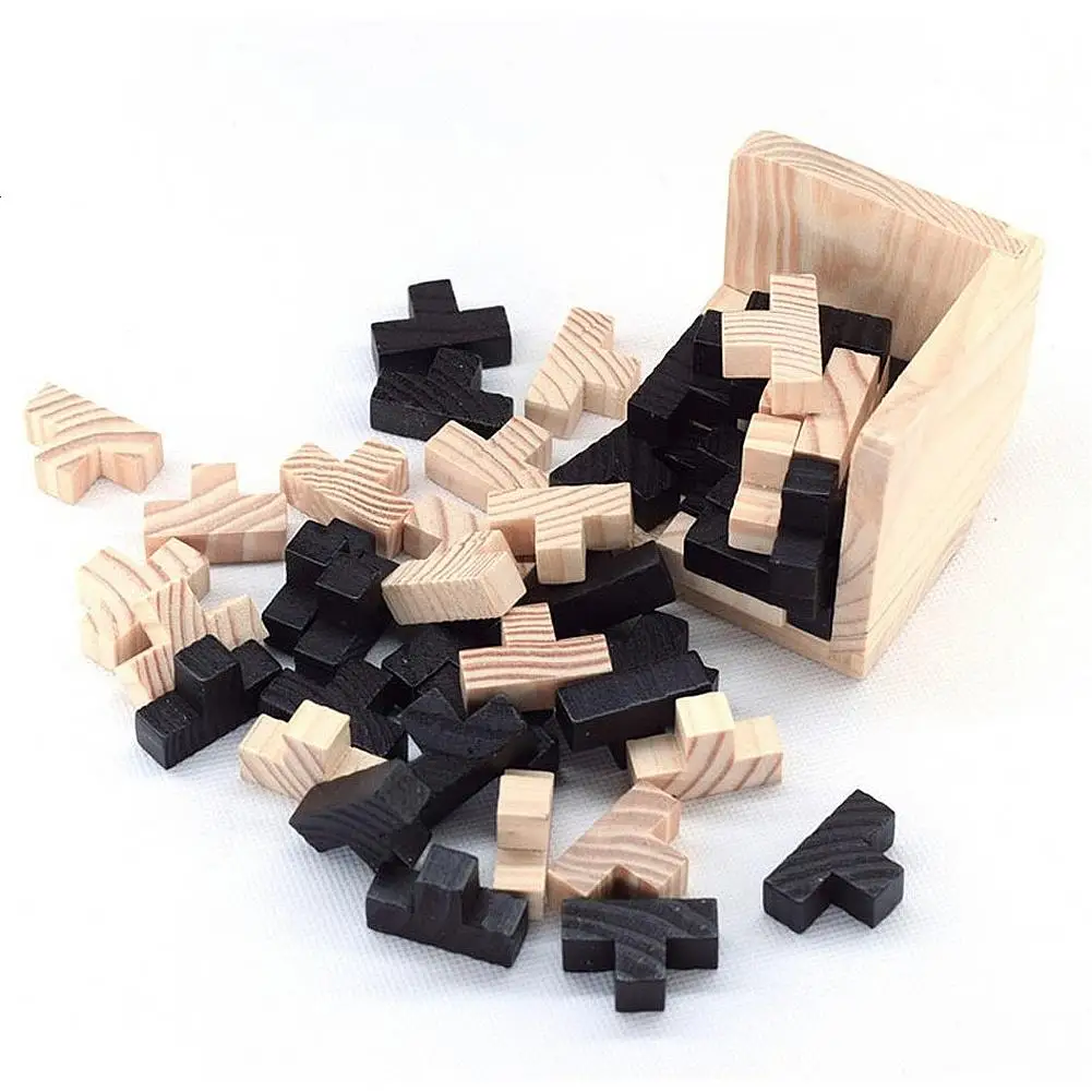 Wooden Board Games Toy 54L Cube IQ Brain Teaser Educational Toys Intellectual Family Party Game For Kids and Adults