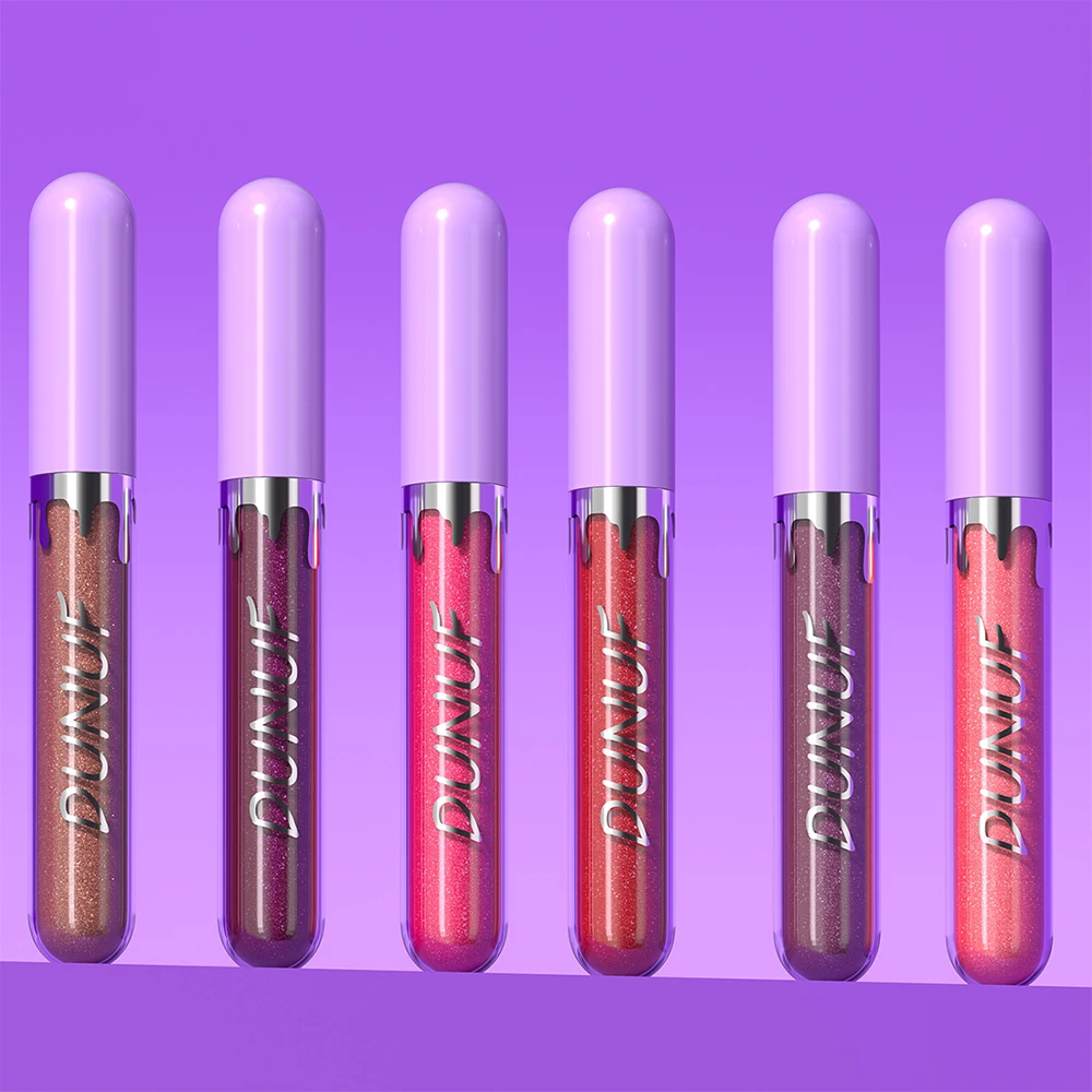 DUNUF 5 set di lucidalabbra perlato, lucidalabbra idratante, rossetto facile da colorare