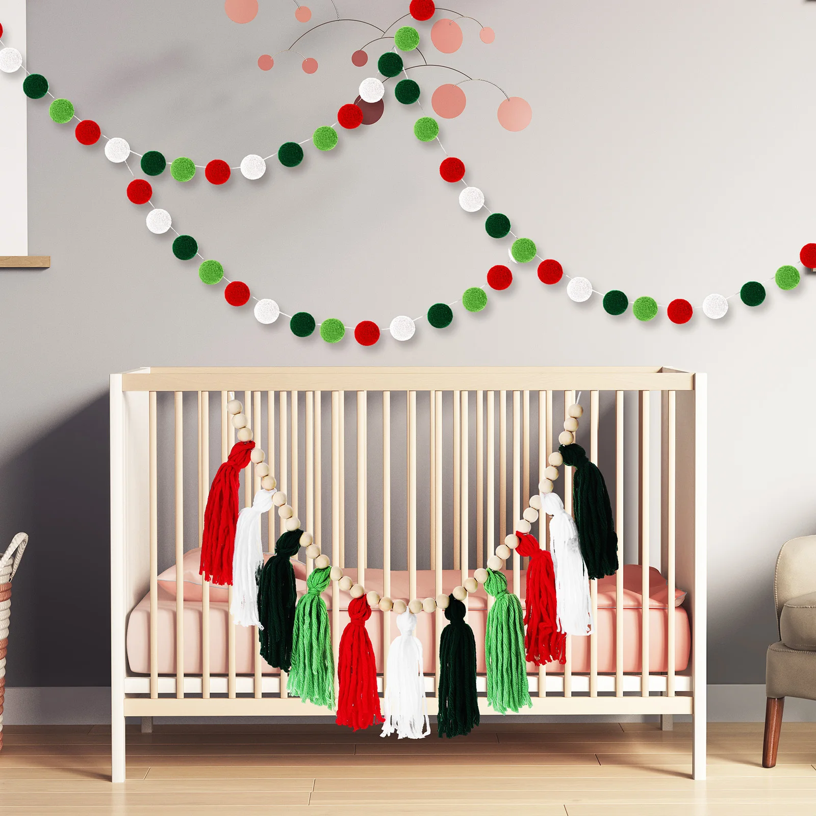 

Christmas Decoration Wall Tassel Garland Decorations Colorful Garlands Banner Decorative Hanging Vertical