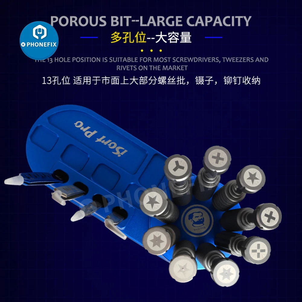 MECHANIC iSort Pro Magnetic Storage Box 13 Holes 360° Rotating Double Bearing For Screwdriver Tweezer Repair Organize Tool