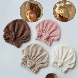 Quick Hair Drying Towel Bowknot Wrap Towel Hat Cap Thicken Bonnets for Women Bathroom Accessories