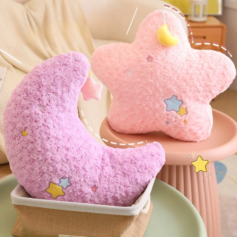 Lovely Moon and Stars Sofa Living Room Bedside Cushion Plush Pillow Sleeping Car Waist Cushion Soft Sofa Bed Decoration