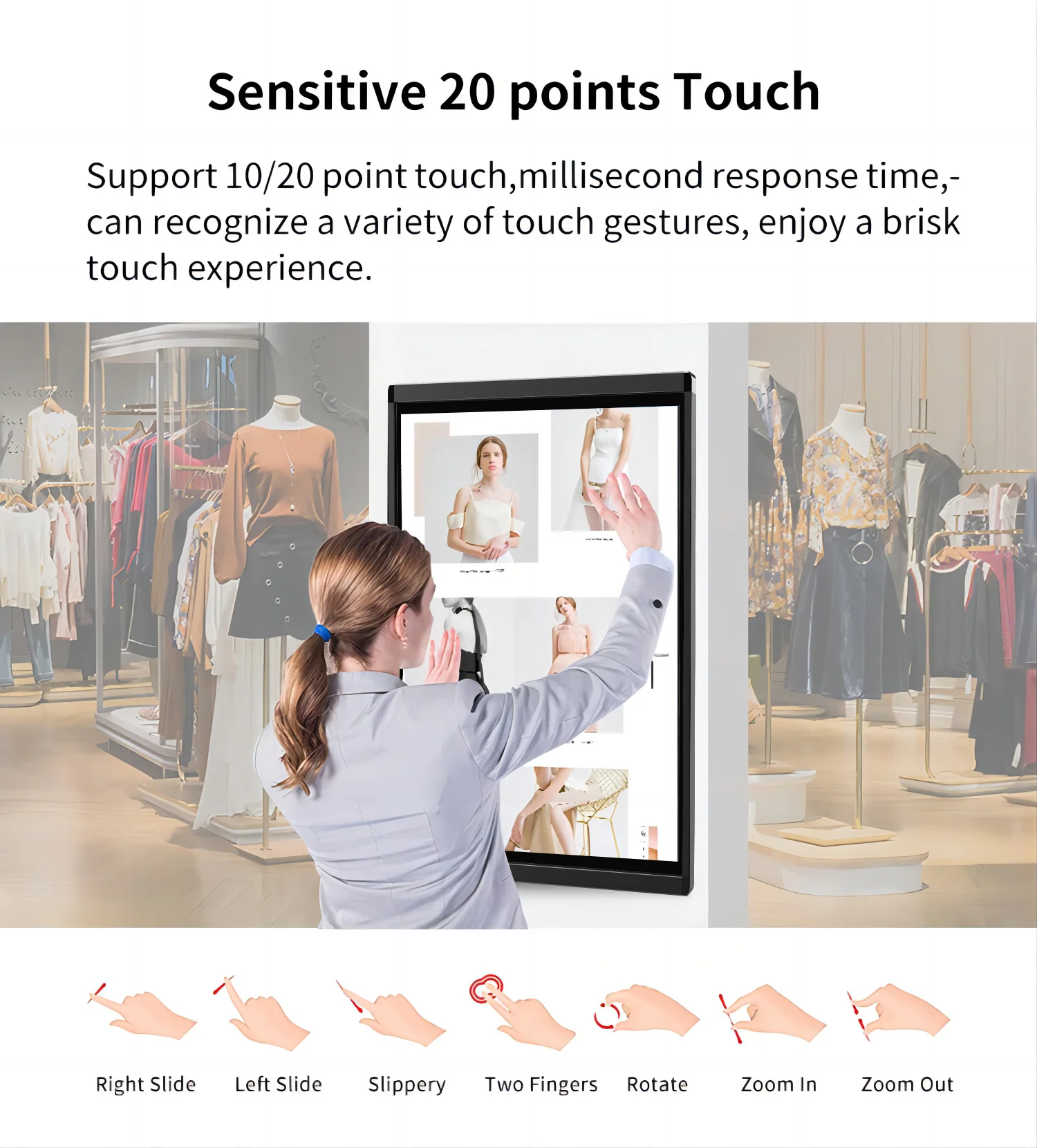 High Resolution 65 Inch LCD Interactive Display Solutions for Indoor Digital Signage Applications
