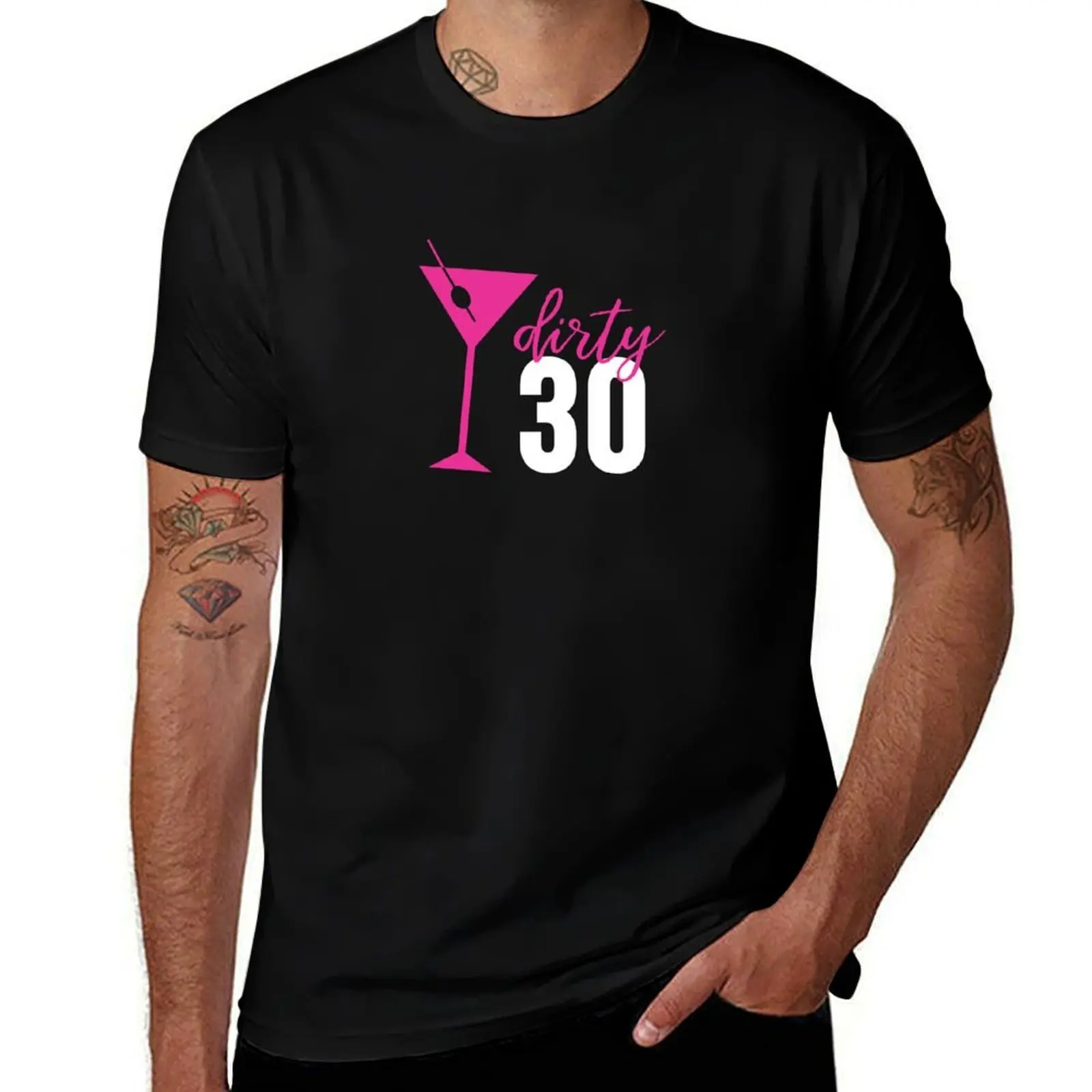 Футболка Dirty 30 Birthday Pink Martini & Olive с модным принтом в виде надписей