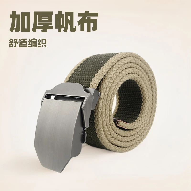 Solid Metal Buckle Canvas Webbing Belts Men Outdoor Sport Military Tactics Jeans Waistband Fashion Casual Thick Nylon Waist Belt