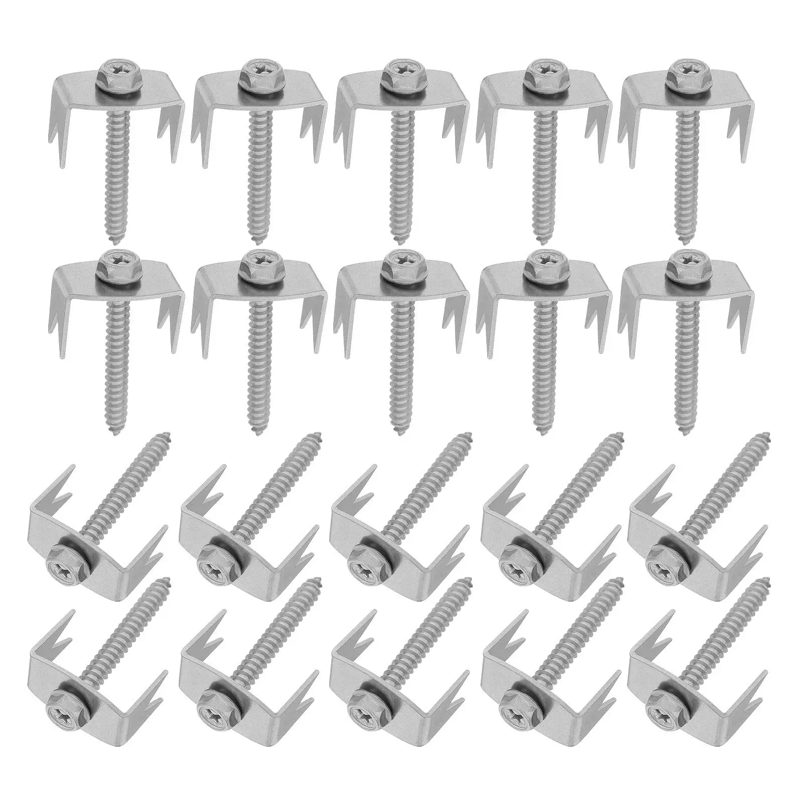 50Sets Stainless Steel Wire Fence Staples 1.6in Reusable Serrated 4-Prong Fasteners for Hardware Cloth Wood Posts Power Drill