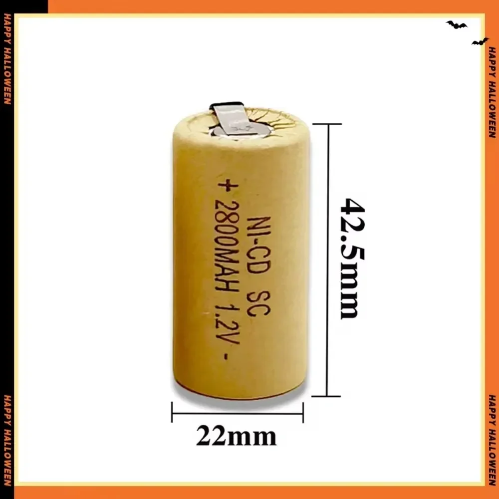 Ni-Cd Sub-C Battery 1.2V 2800mAh High Drain Rechargeable Cell for Makita Bosch DeWalt Screwdriver Power Tool Pack Parts