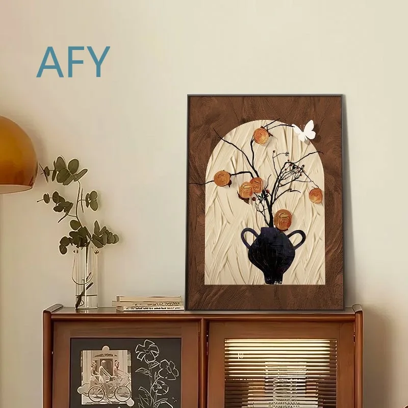 Medieval Style Persimmon Ruyi Decorative Painting for Restaurant Living Room Background Wall Hanging Home Decor Art Print for