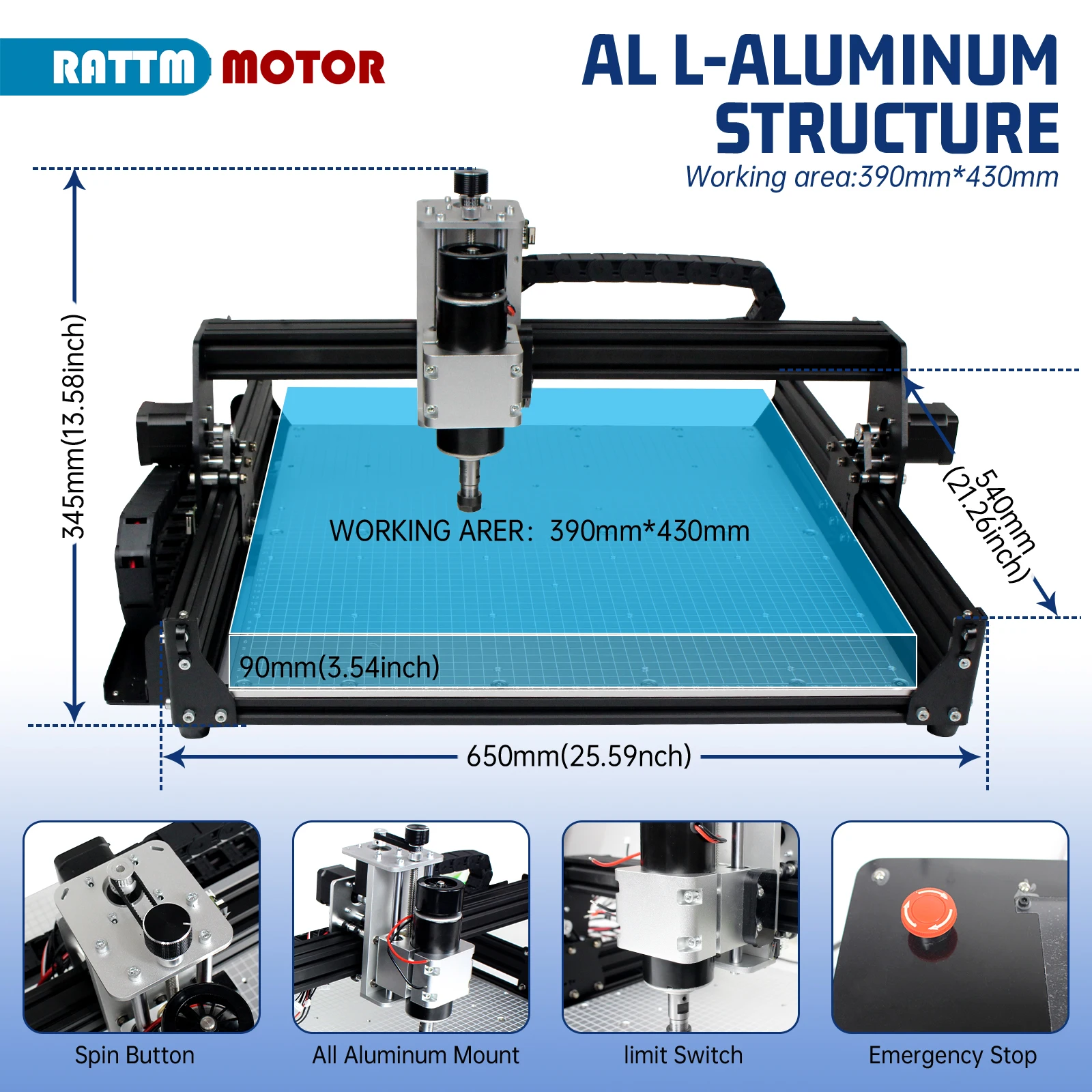 500W 4540 Laser Engraver 3 Axis GRBL DIY CNC Router Milling Machine 2-in-1 Aluminum Table With Touch Controller&Laser 20W/40W
