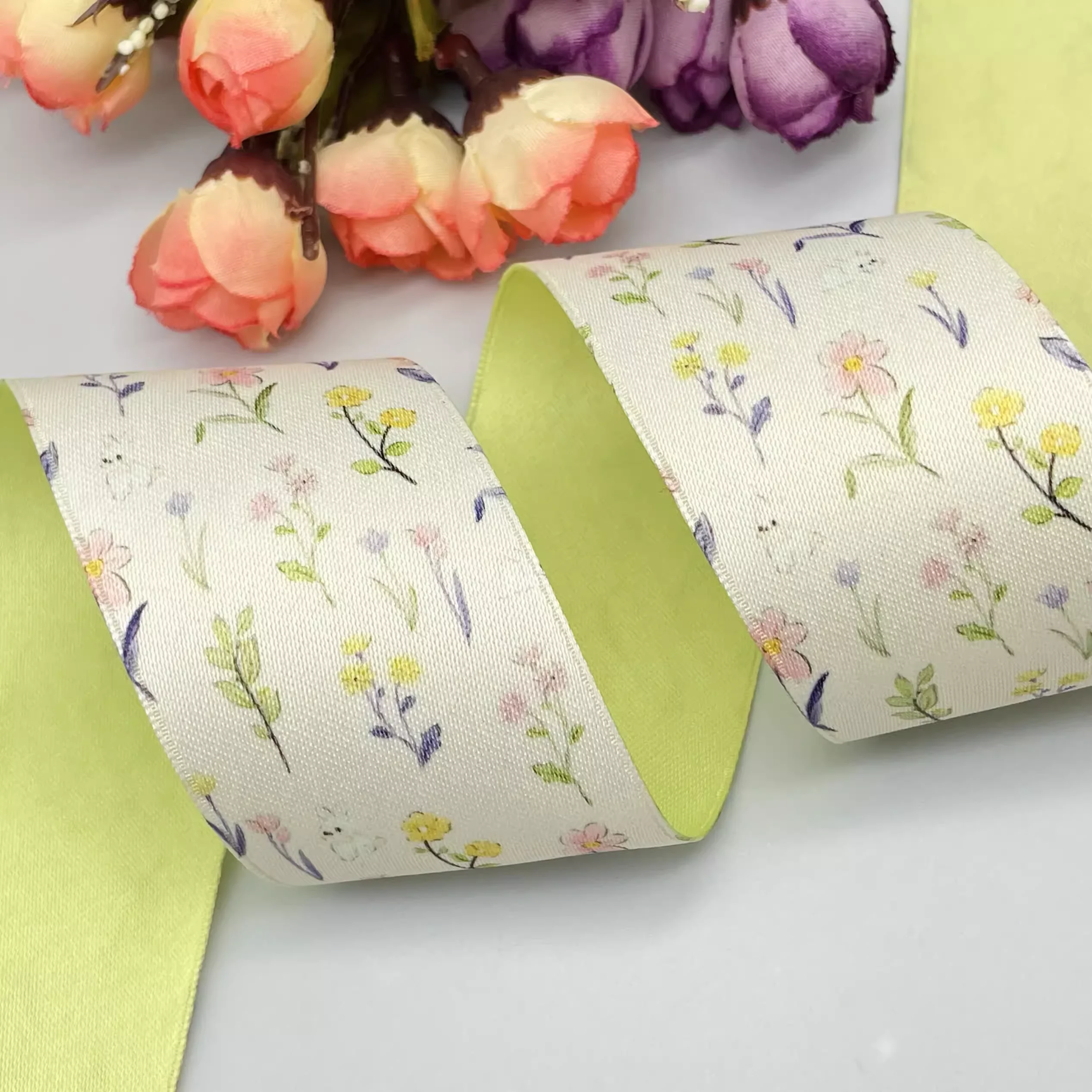 AB face flower 5Yards38mm ribbon DIY handmade material Headwear for hair bows clothing shoesaccessories 240612