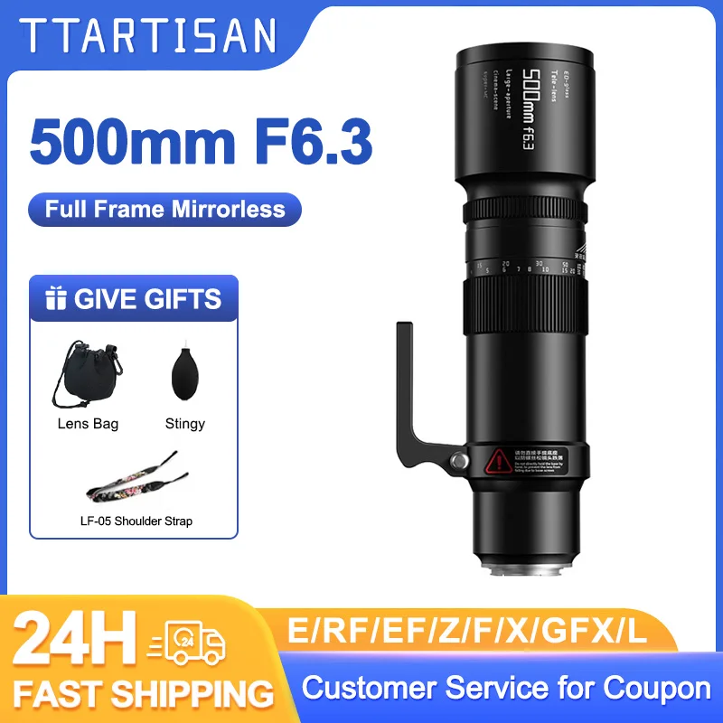 TTArtisan 500mm F6.3 Full Frame Telephoto Lens Manual Focus for Sony E Nikon Z Canon RF Canon EF Fujifilm FX Nikon F Fuji GFX