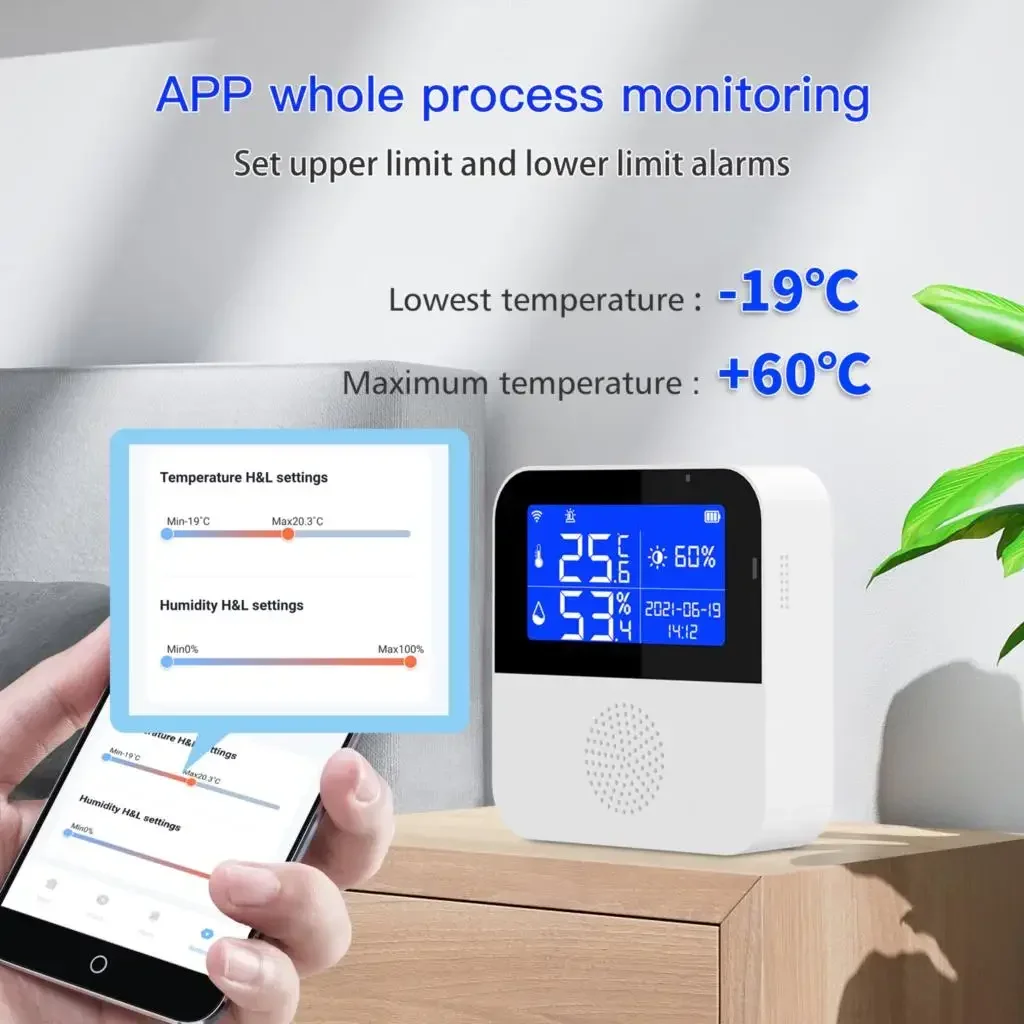 Tuya Smart WIFI Temperature and Humidity Sensor with Backlight LCD Display Indoor Thermometer Hygrometer Meter Support Alexa