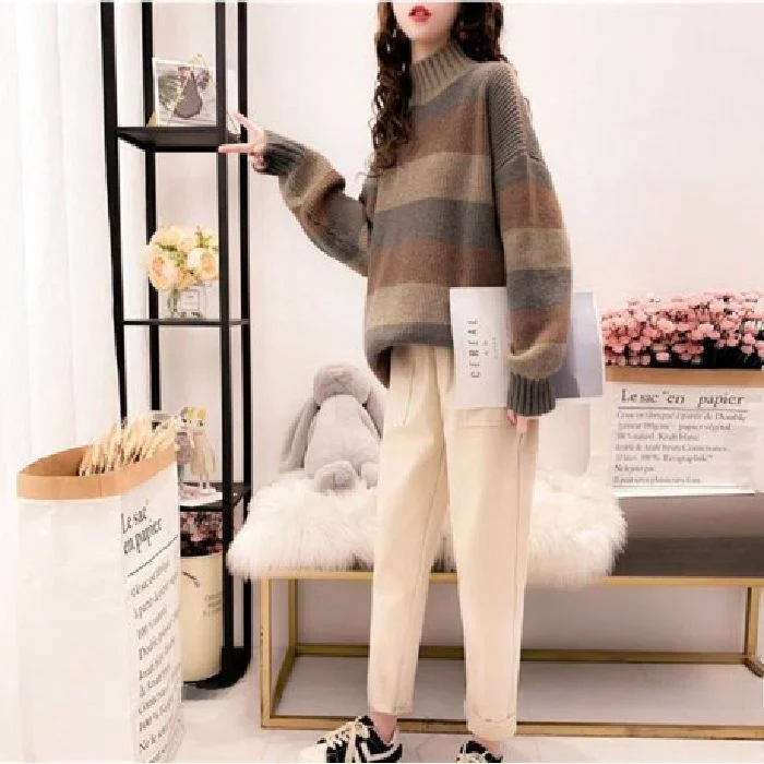 Maglione lavorato a maglia da donna di fascia alta con colletto alto e strato base interno, set di t-shirt Direct S da Dongguan Daliang