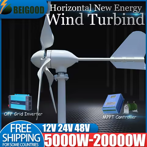 5KW Wind Turbine Generator Power 3 Blades 12v 24v 48v With Mppt/Hybrid Charge Controller Small Motor Off Grid Home Use