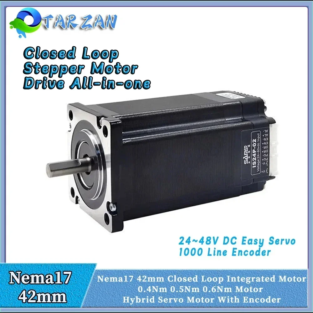 

Nema17 42mm Closed Loop Stepper Motor Drive All-in-one Hybrid Servo Motor Encoder Integrated Motor 1000 Line 0.4Nm 0.5Nm 0.6Nm