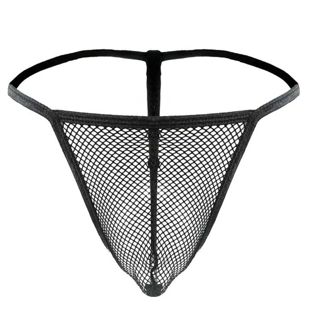 Mens Mesh Tiny G-string Male See-Through Erotic Panties Male Breathable Sheer Thong Man Sexy Transparent Underwear Underpants