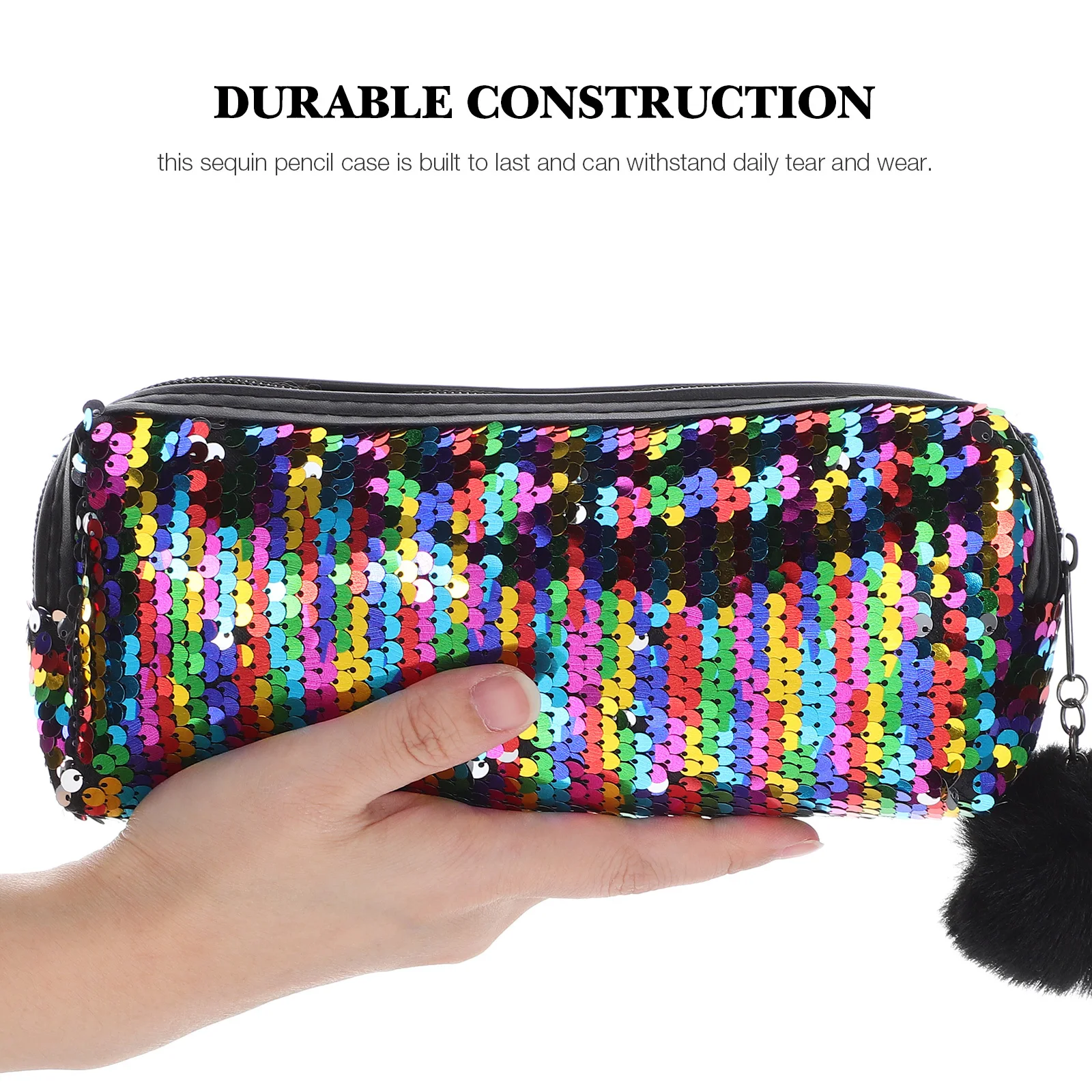 スパンコール付きペンケース グリッターデザイン 人魚テーマ 豊富なスペース 文房具バッグ 学用品用 旅行必需品