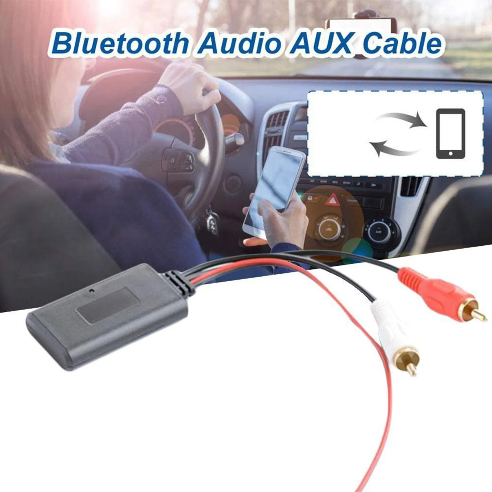 2Pcs Car Wireless Bluetooth Module Music Adapter RCA AUX Audio Cable Universal 2RCA Interface Bluetooth Adapter 5-12V-Elect