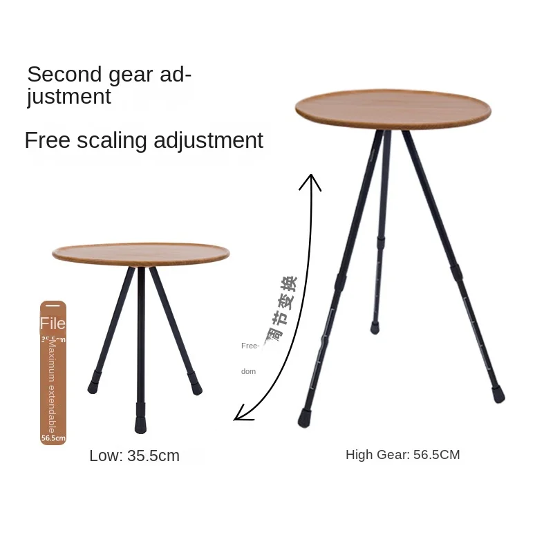 

Outdoor Camping Small Round Table Portable Detachable Adjustable Small Table Triangular Mechanical Structure Camp Accessories