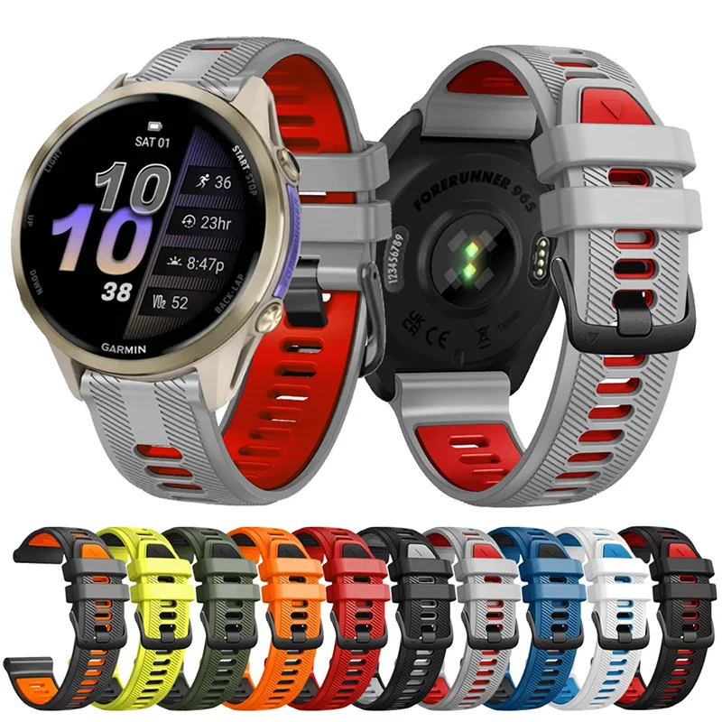 New 22mm Sport Silicone Strap For Garmin Forerunner 970 Watchband Bracelet For Garmin Forerunner 965 955 Solar 945 935 Wristband