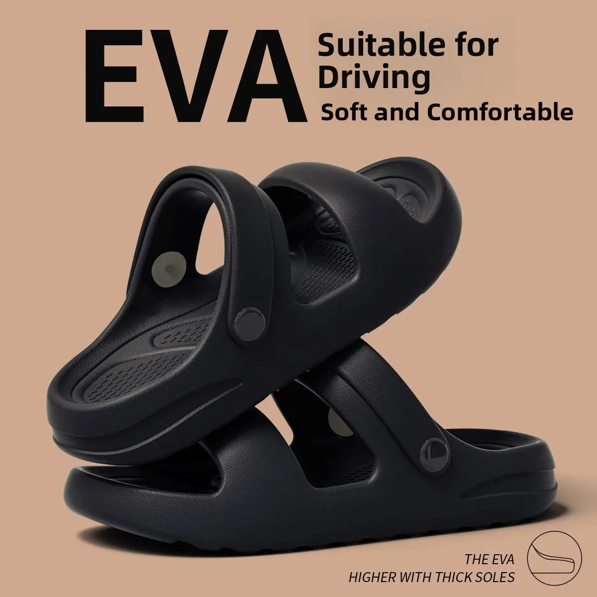 Men's Sandals Summer Outdoor Wear Anti-Slip Driving Beach Slippers Simple Style EVA Material Slip-On Shoes for Other Scenarios