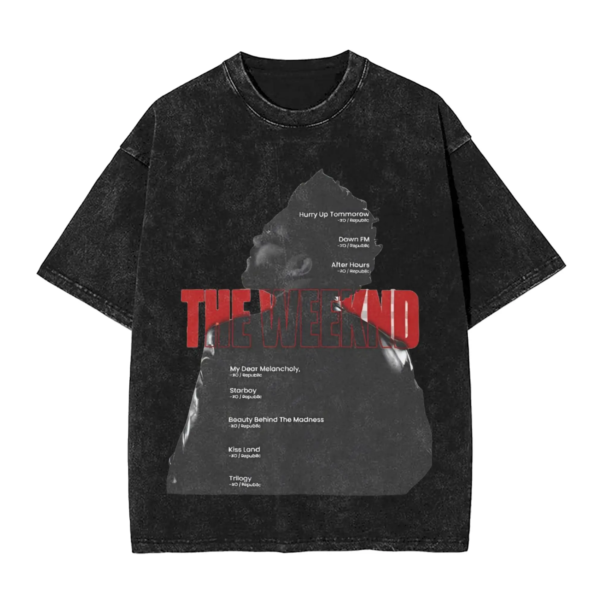 After Hours Til Dawn 2026 xo the weeknds Washed T Shirt Streetwear Hip Hop Retro T-Shirt  Tees Tops Men Women Streetwear