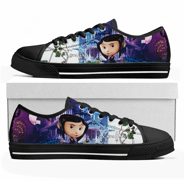 

Кроссовки Coraline Low Top высокого качества для мужчин, женщин и подростков, повседневные кеды из канваса с индивидуальным дизайном, модные узоры, обувь на заказ