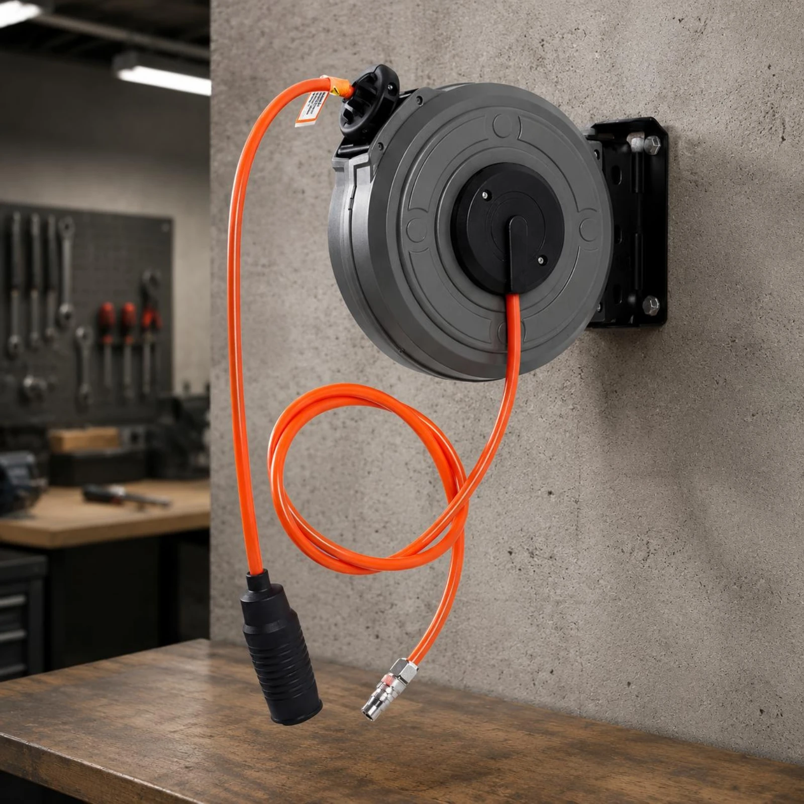 Automatic Retractable Hose Reel Orange Air Hose Reel Utility Equipment Pressure Resistant Leak-Proof for Workshop