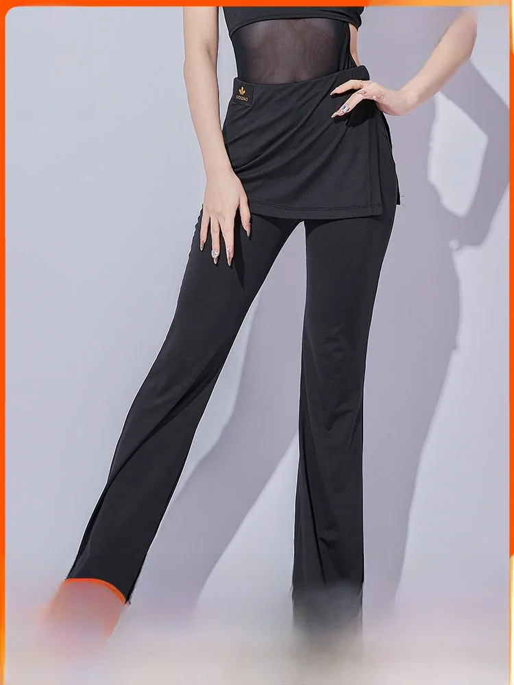 duoqiao-latin-dance-pants-women's-practice-suit-skirt-pants-dancewear-professional-performance-long-pants-for-samba-rumba