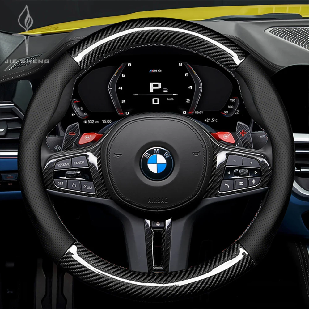 

Carbon fiber Leather Car Steering Wheel Cover For BMW F10 F11 F15 F16 F20 F21 F25 F30 F31 F80 M2 M3 M4 328i 530i 730i X1 X3 X5