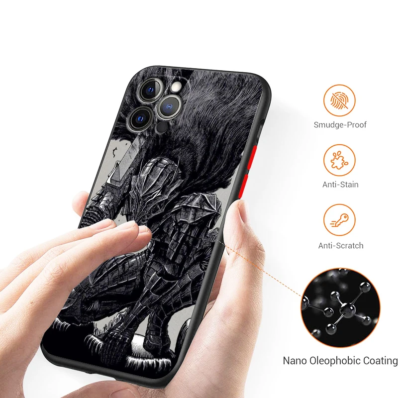 Berserk Guts Fighting Frosted Translucent For Apple iPhone 15 14 13 12 11 XS XR X 8 7 SE Pro Max Plus Mini Matte Phone Case